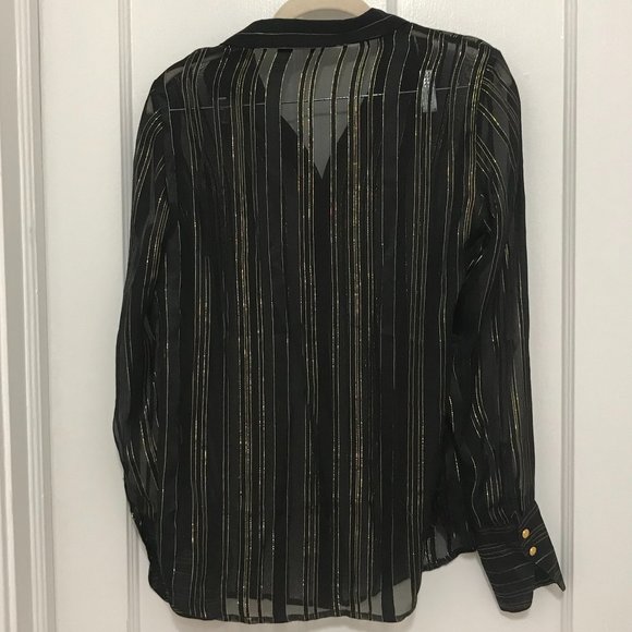 Frame Sheer Black Button Down with Gold Accents - Picture 2 of 2